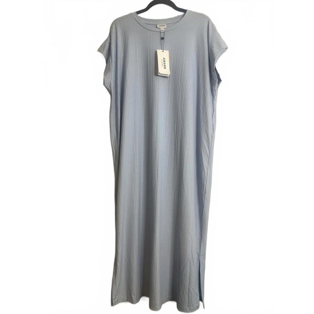 xl Aware by Vero Moda Light Blue Ribbed Midi Dress